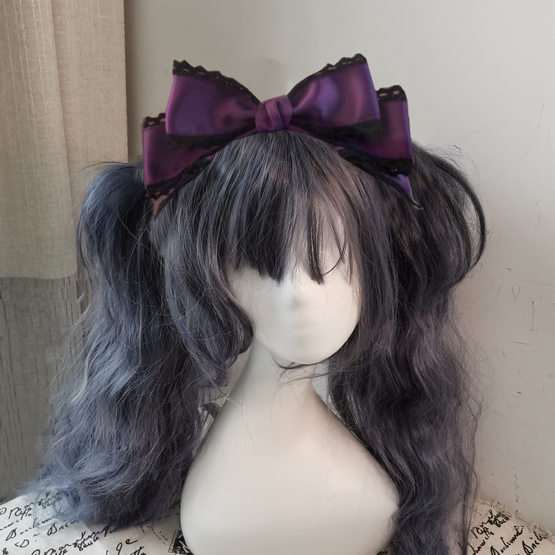 Tocado lolita, diadema de Lolita, muñeca, horquilla con lazo grande, accesorios de cosplay KC hechos a mano para sirvienta, accesorios japoneses para el cabello de Anime: Oro