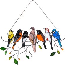 Stained Bird Glass Window Hangings Acrylic Wall Hanging Birds Decor Room Accessories Scandinavian Decor Mothers Day