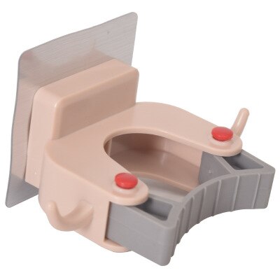 Cleaning Tools Holder Home Mop Clip Mop Hooks No Trace Mop Holder Bathroom Rack Household Organizer Kitchen Wall Sticker Rack: 1pc pink