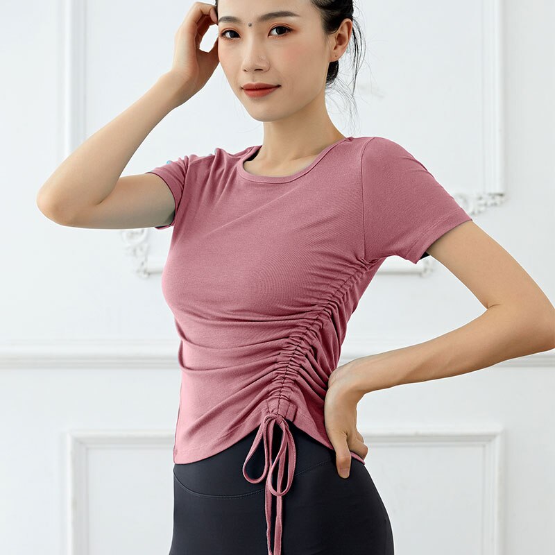 Sportliches crop-top für damen, nahtloses yoga-shirt, hochelastisch, atmungsaktiv, kurzarm, damen-sportbekleidung