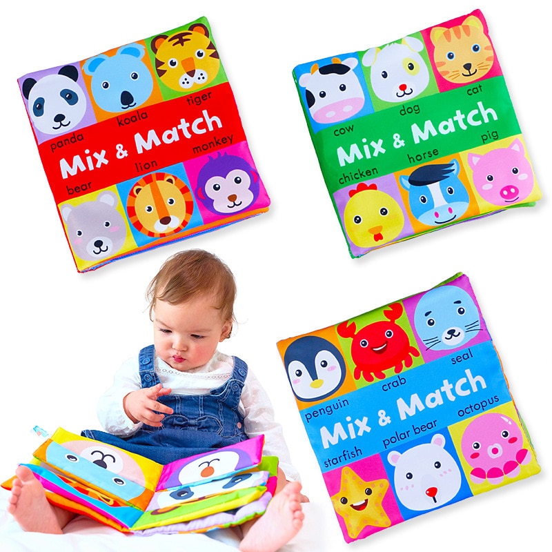 Cartoon Dier Gezicht Bijpassende Doek Boek Gescheurd Baby Stereo Doek Boek Montessori Early Onderwijs Peuter Boeken