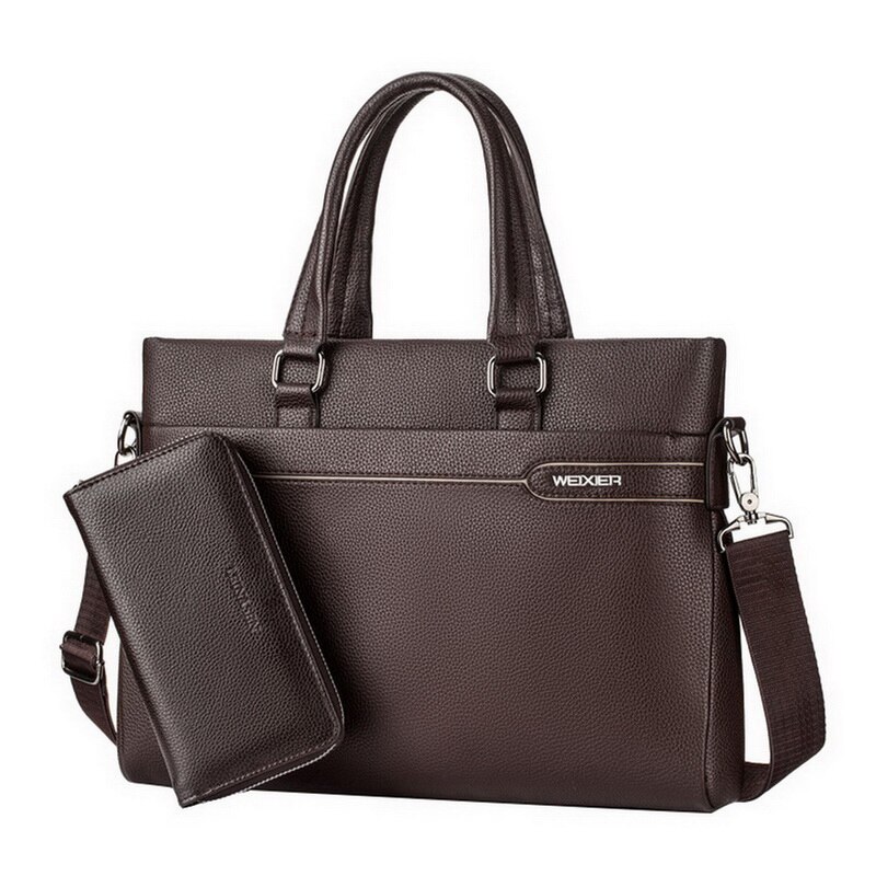 Men Laptop Handbags Brand Briefcase Totes Leather Messenger Bags For Male Men Official Handbags: brown with hand bag