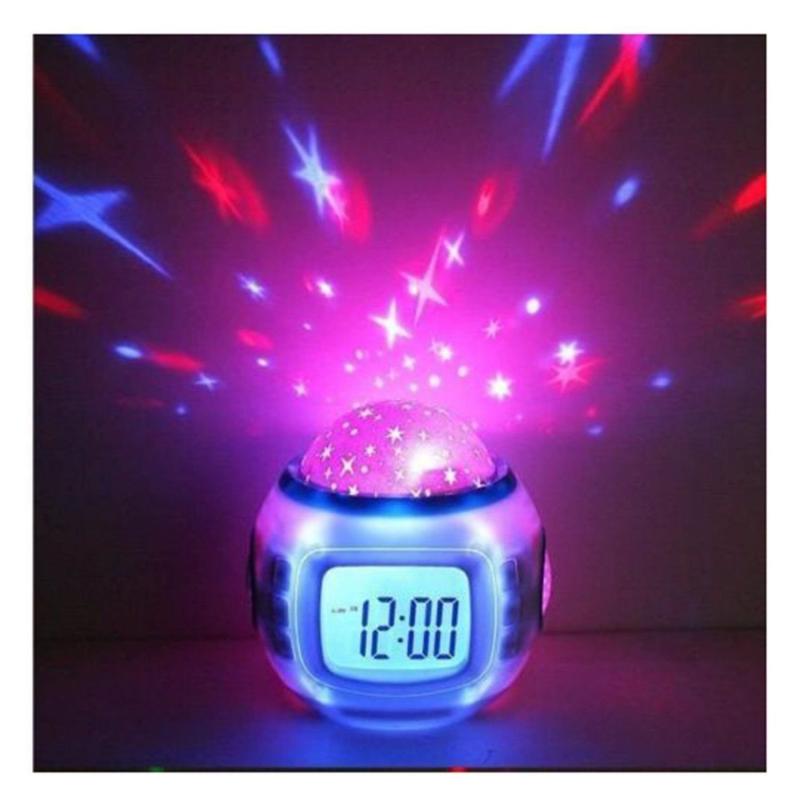 Bedroom Kids Music LED Starry Sky Night Digital Glowing Alarm Clock Temperature Display Electronic Clock Kid Baby Christmas: Default Title