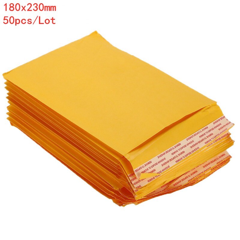 3 sizes 50/30/10/5 pcs Kraft Paper Bubble Envelopes Bags Padded Mailers Envelope With Bubble Mailing Bag: 180x230mm50pcs