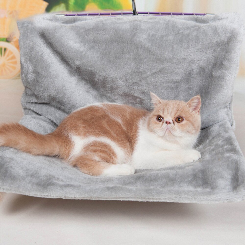 Katte hængekøje kæledyr vinter luksus radiator håndende seng aftageligt vindue kat radiator lounge hængekøje kitty soveseng til katte: Grå