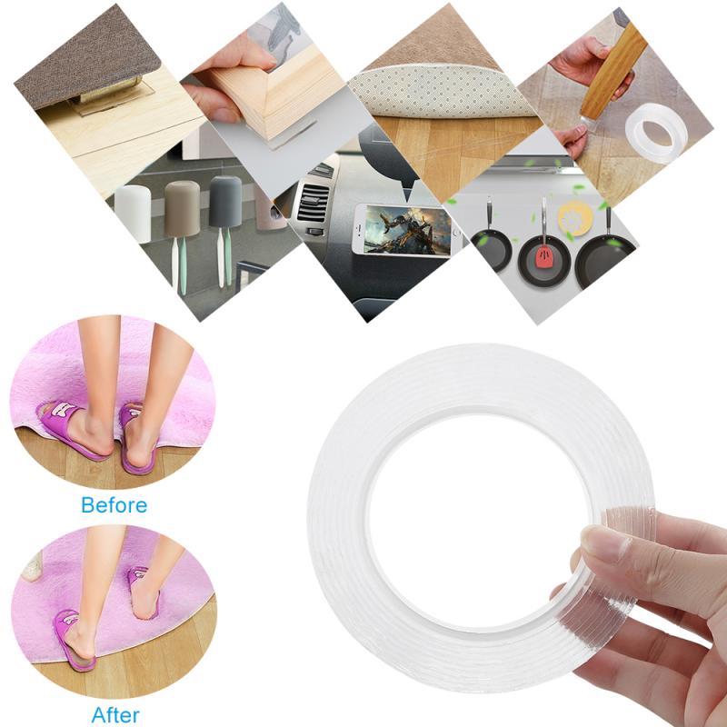 Nano Tapes No Trace Reusable Double Sided Gum Strong Kitchen Transparent Notrace Stickers Anti Skid Waterproof Cleanable Tape