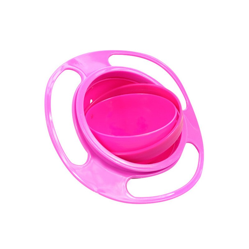 Tazón de giroscopio mágico para niños, práctico, rotativo, giratorio 360, a prueba de derrames, platos de alimentación sólidos: rose