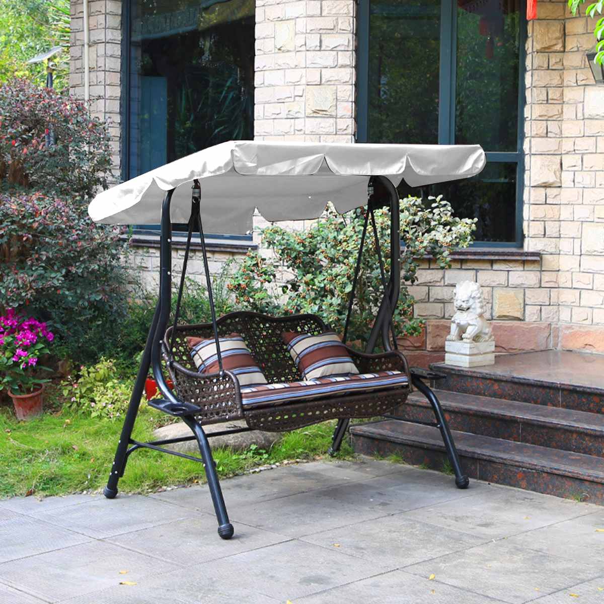 Summer Swings Garden Courtyard Outdoor Swing Chair Hammock Canopy Waterproof Gazebos Roof Canopy Replacement Swing Chair Awning