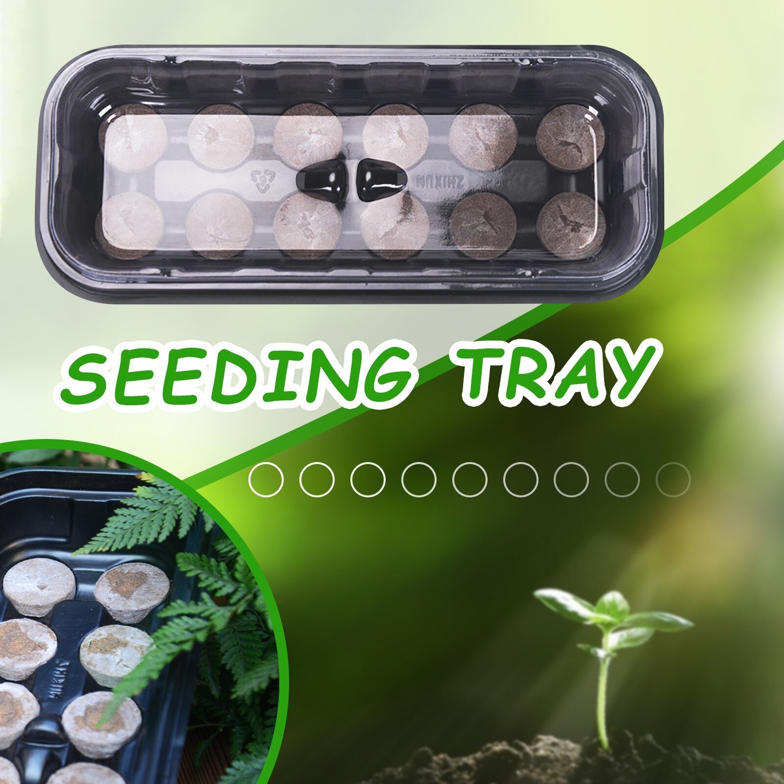 Long Sowing Seedling Tray With 12 Gr id Seedling Block Gardening Seed Box Home Gardening Seedling Tray
