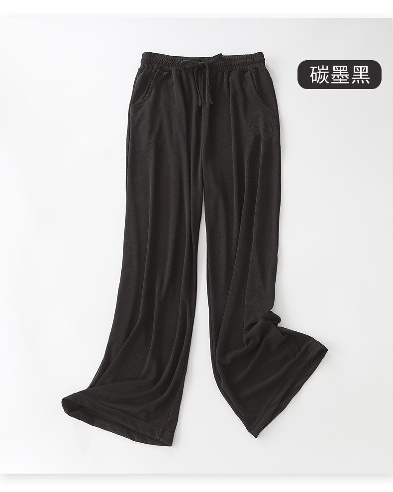Pantalones de Pijama de piernas anchas para mujer, ropa de dormir femenina, para estar en casa, para primavera y otoño, nuevos: black / L