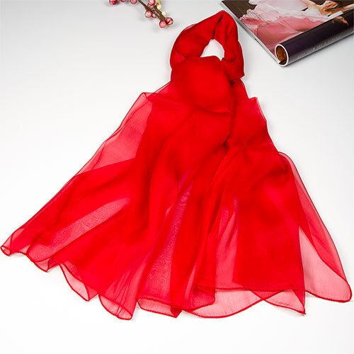 Ren silketørklæde kvinder tørklæde kvindelig silke sjal kvinders naturlig silke chiffon stor størrelse tørklæde ensfarvet lang wrap til kvinder: 16 røde
