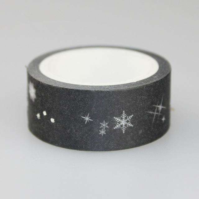 1PC 15mm*5m Golden Silver Stars Washi Tape Album Scrapbook DIY Custom Adhesive Tape Office adhesive Sticker Masking Washi Tape: Silver 2