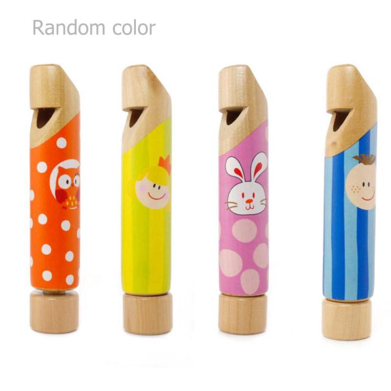 1Pc Grappige Push-pull Fluitje Fluit Piccolo Houten Educatief Speelgoed Muziekinstrumenten voor Kinderen Kids Leuke Willekeurige