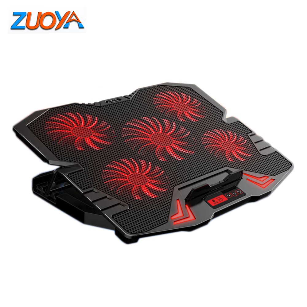 Gaming laptop kylare notebook kylplatta 5 tysta led-fläktar kraftfullt luftflöde portabelt justerbart bärbara stativ usb-gränssnitt