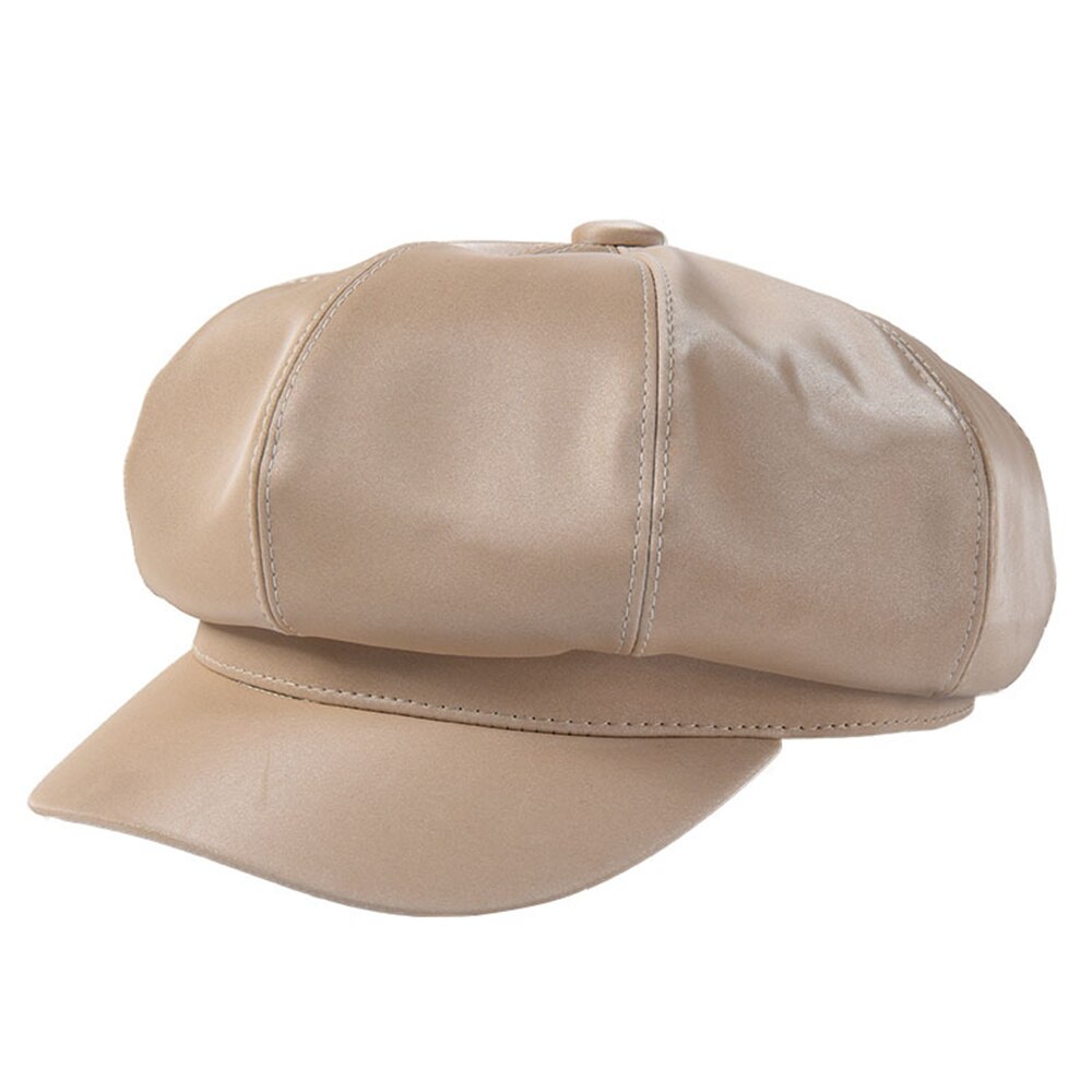 Gorro octogonal de cuero BUTTERMERE, Boina de hiedra plana sólida para mujer, gorra amarilla Newsboy , nuevos sombreros de invierno Vintage para mujer Duckbill