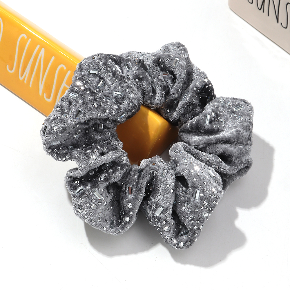 Luksusowe, szerokie opaski do włosów z kryształkami dla kobiet, błyszczące, elastyczne, duże, sznurkowe akcesoria do włosów dla kobiet: Czarny