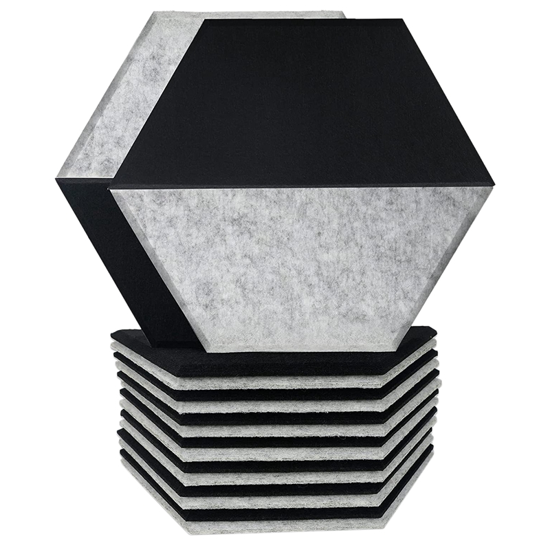Paneles acústicos de espuma biselados para estudio, hogar y oficina, paneles de insonorización de muros, medio hexagonales, 12 Uds.
