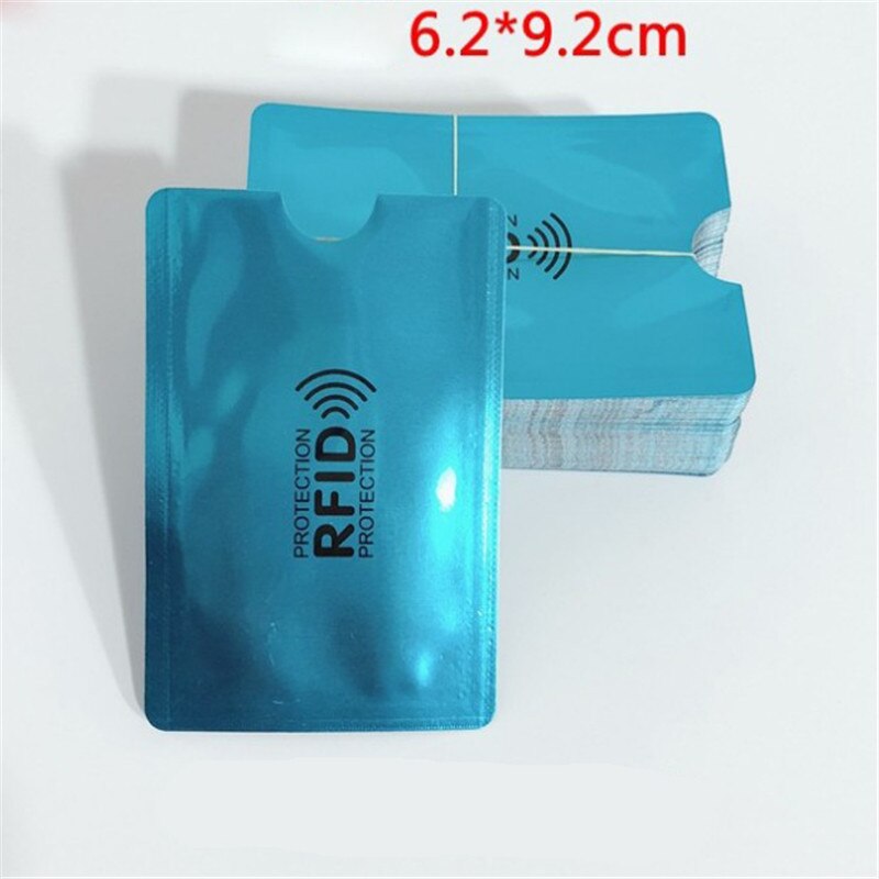 5PCS Men Anti Rfid Wallet Blocking Reader Lock Bank Card Holder Id Bank Card Case Protection Metal Credit NFC Holder Aluminium: Blue