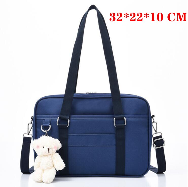 Lovely Japanese School Students Bags JK Bag Girl Briefcase Bookbag Travel Messenger Bags Shoulder Bags: Blue-Black-Big