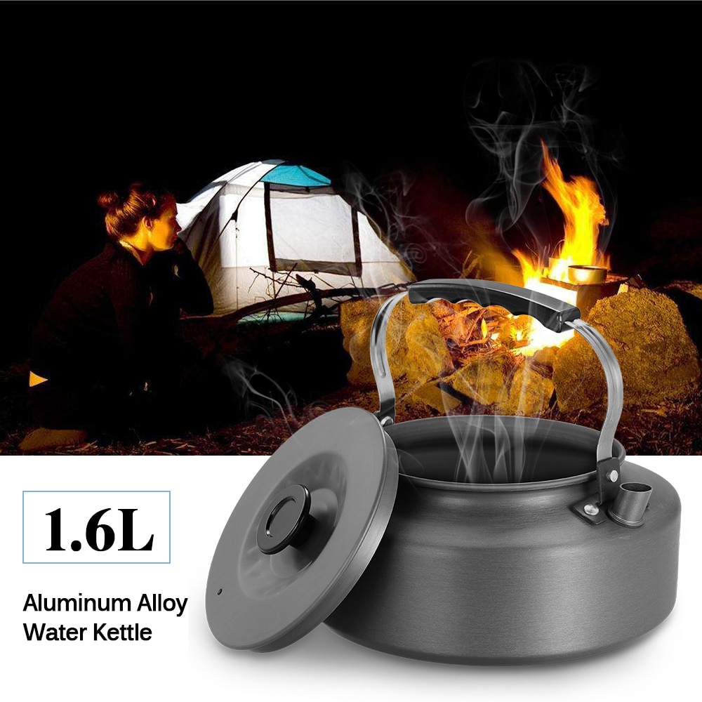 1.6l vattenkokare bärbar ultralätt titainum eller aluminium camping vattenkokare utomhus kaffekanna tekanna hem vandring och picknick