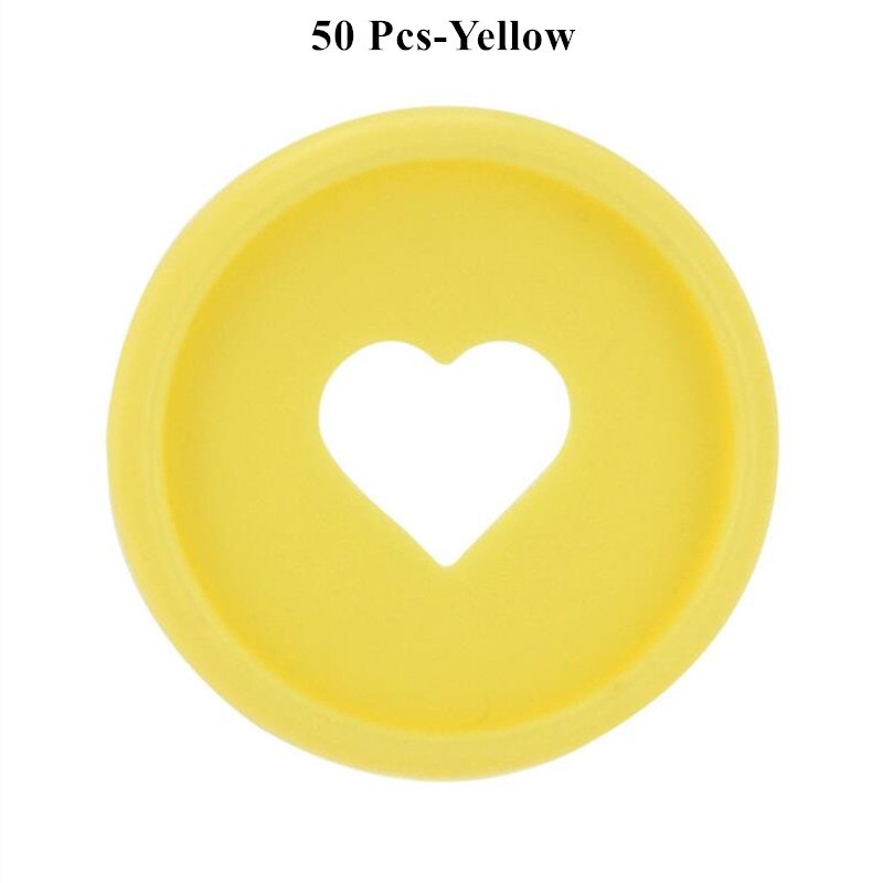 50/100 sztuk stałe pierścień z sercem spoiwa do notebooków 28mm Diy luźny segregator do scrapbookingu Planner dyski A20-S18: 50 Pcs-Yellow