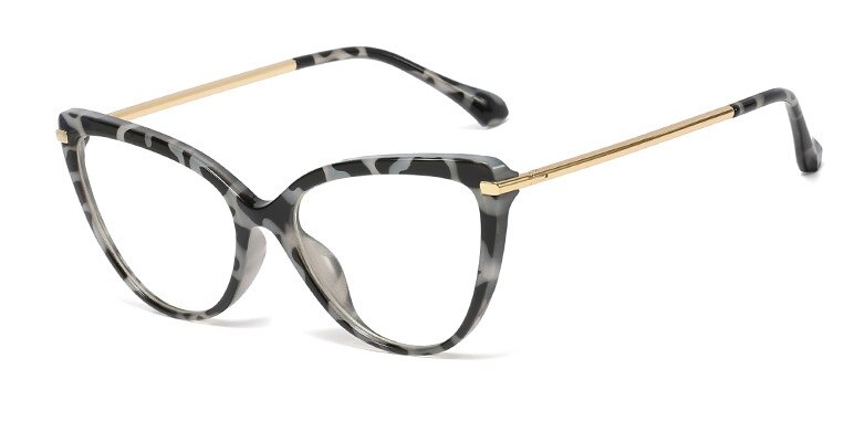 45963 Plastic Titanium Retro Cat Eye Brilmonturen Mannen Vrouwen Optische Mode Computer Bril: C2 leopard