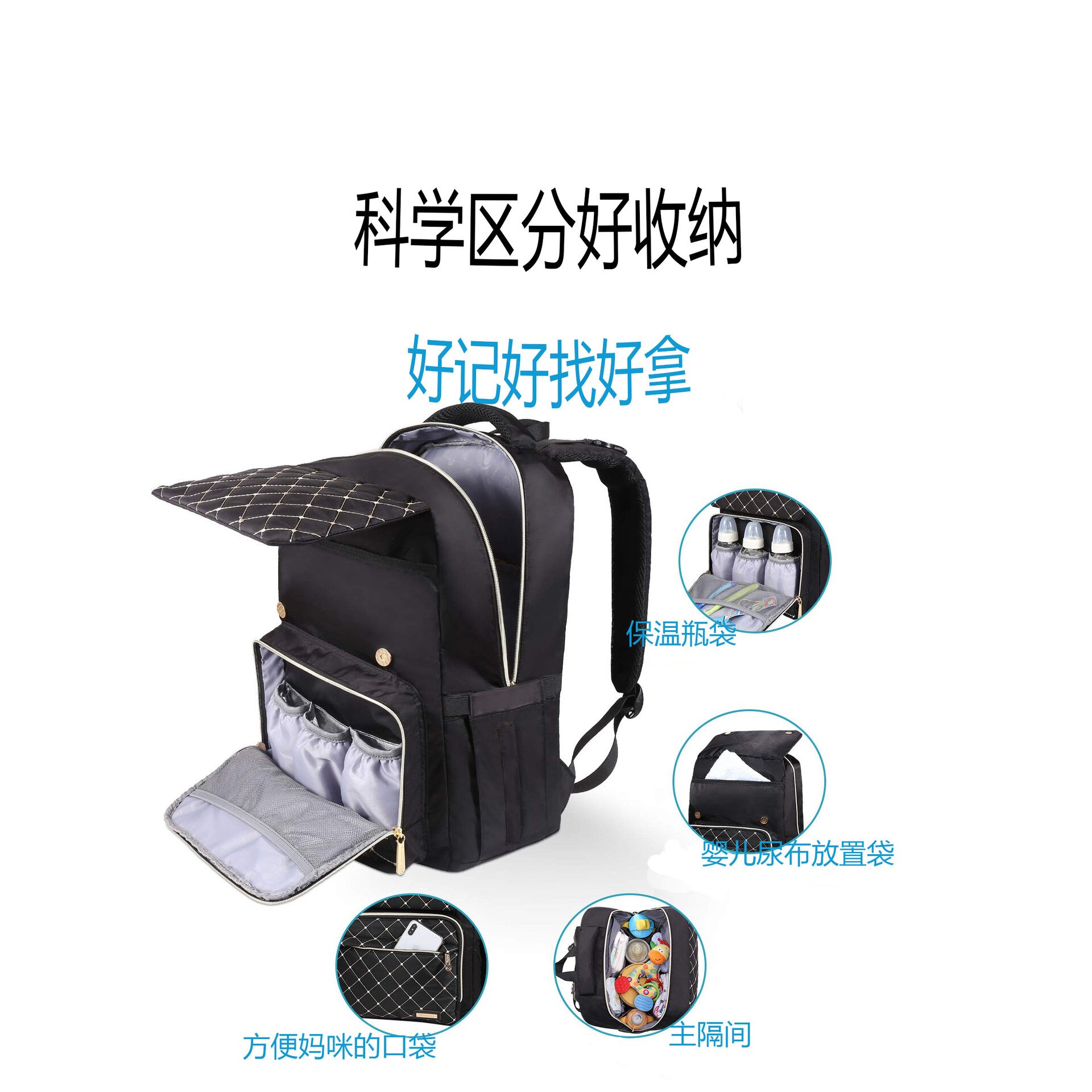 Style Aiaper Backpack Multi-functional Waterproof Travel Diaper Bag Insulated Pocket Pilch Nylon Backpack Backpack