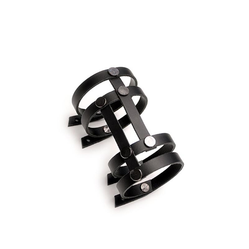 Brazaletes de cuero estilo Punk negro a la para mujer, brazalete para mujer, largo ajustable, bohemio, vacaciones, joyería masculina Punk Pulseir: 3