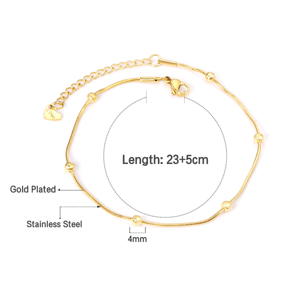 Simple Gold Color Stainless Steel Anklets Bracelets Women Tassel Starfish Leg Chain Heart Tag Foot Jewelry Summer Accessories: Antique Gold Plated