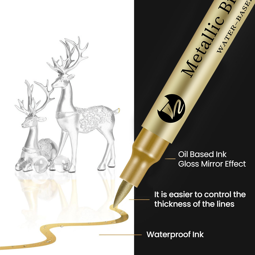 1/2/6/12 Stuks Art Markers Goud/Sliver 1-4MM Pen Tip Hervulbare Inkt Waterdicht voor Schilderen Wielnaaf Kleur Reparatie Schoolbenodigdheden