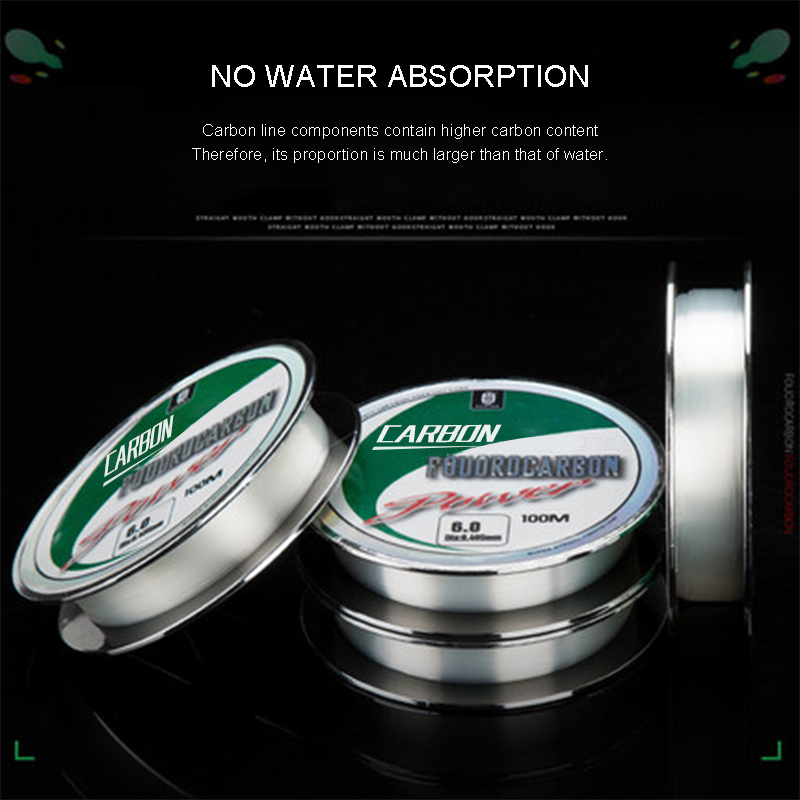 100m 100 % Fluorocarbon Fishing Line Japanese Carbon Fiber Monofilament Leader Sinking Line super strong Invisible
