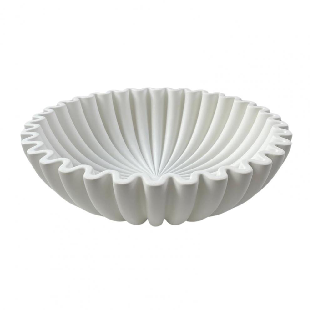 Cuenco decorativo moderno de resina con volantes negros, cuenco estriado hecho a mano, centro de mesa resistente, decoración de escritorio, frutero: Blanco