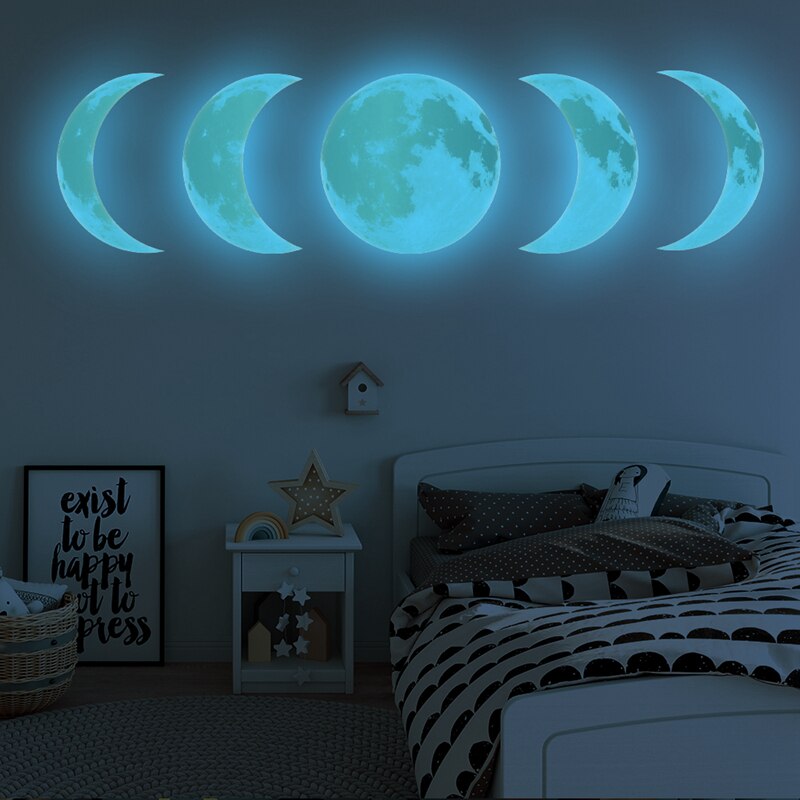 Lichtgevende Maan Fase Diagram 3D Muurstickers Voor Kinderkamer Woonkamer Plant Glow In The Dark Stickers Wall Art home Decor