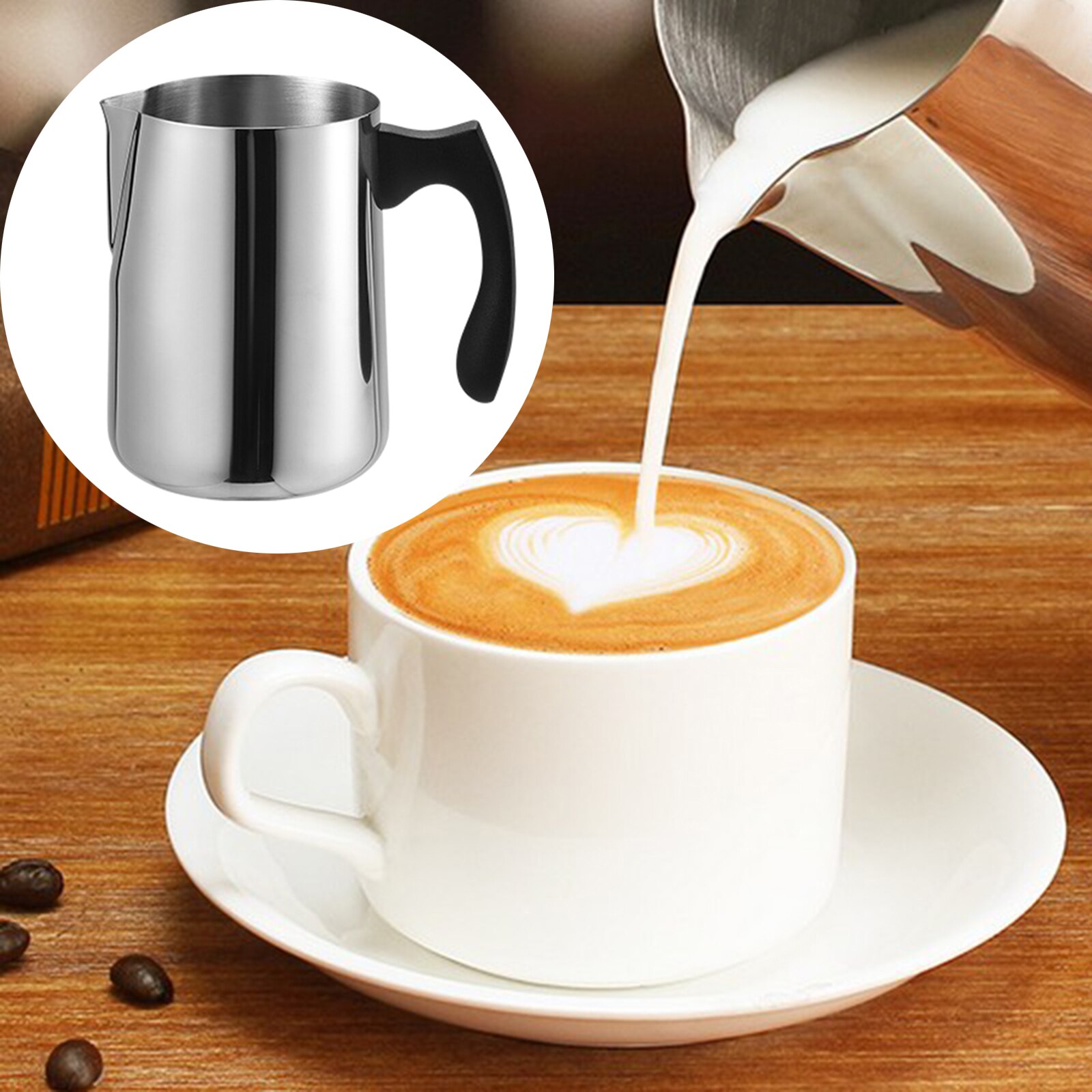 Keuken Melk Opschuimen Werper Kruik Barista Espresso Koffie Pitcher Latte Chocolade Frother Cup Schuim Maken Voor Koffie Bar: 600ml