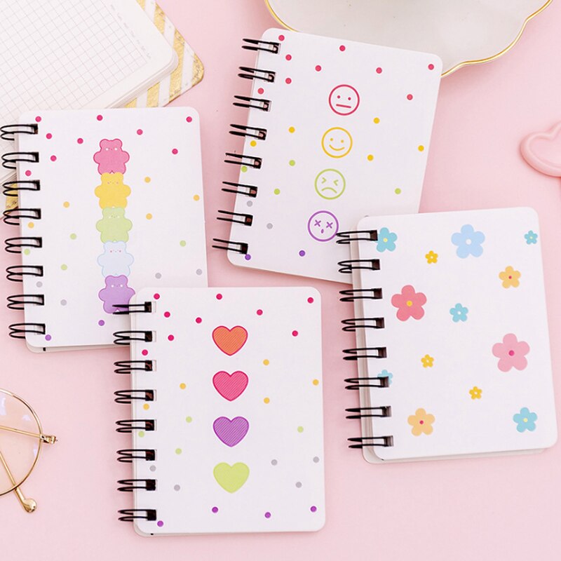 1book flower rollover coil A7 notepad Daily Memos Notebook Mini Pocket Book Signature Guest Book for girls