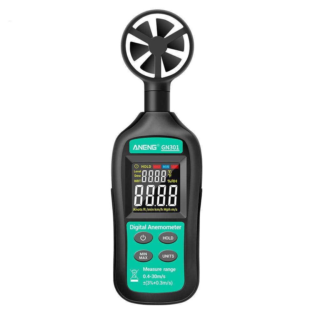 Digital Anemometer Handheld Wind Speed Meter Wind Speed Range 0.3-30m/s Accuracy 0.1dgts With LCD Backlight Display