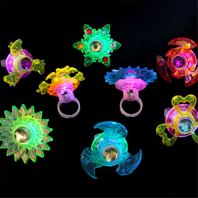 Fidget Spinner Ringen 3Pcs Led Fidget Spinner Ring Flitslicht Hand Spinner Gyro Stress Relief Speelgoed Voor Kinderen Baby