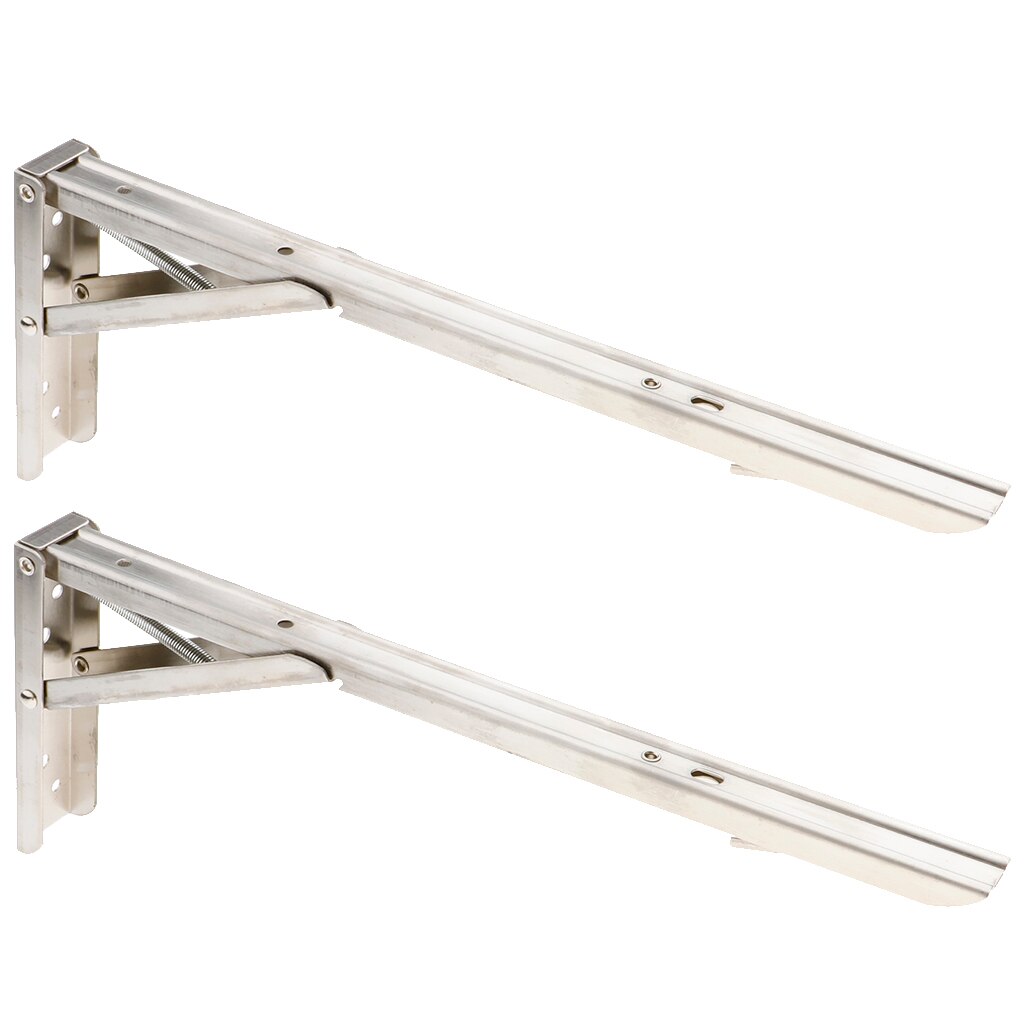 2 Stuks Folding Plank Beugels, Rvs Inklapbare Plank Beugel Voor Tafel Werkbank, Ruimtebesparend Diy Beugel: 14 Inch