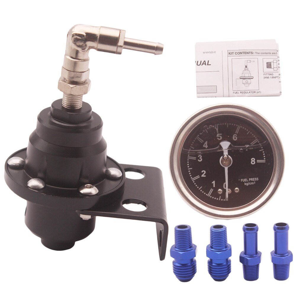 UNIVERSAL 1:1 RATIO 1-160 PSI ADJUSTABLE FUEL PRESSURE REGULATOR KIT GAUGE
