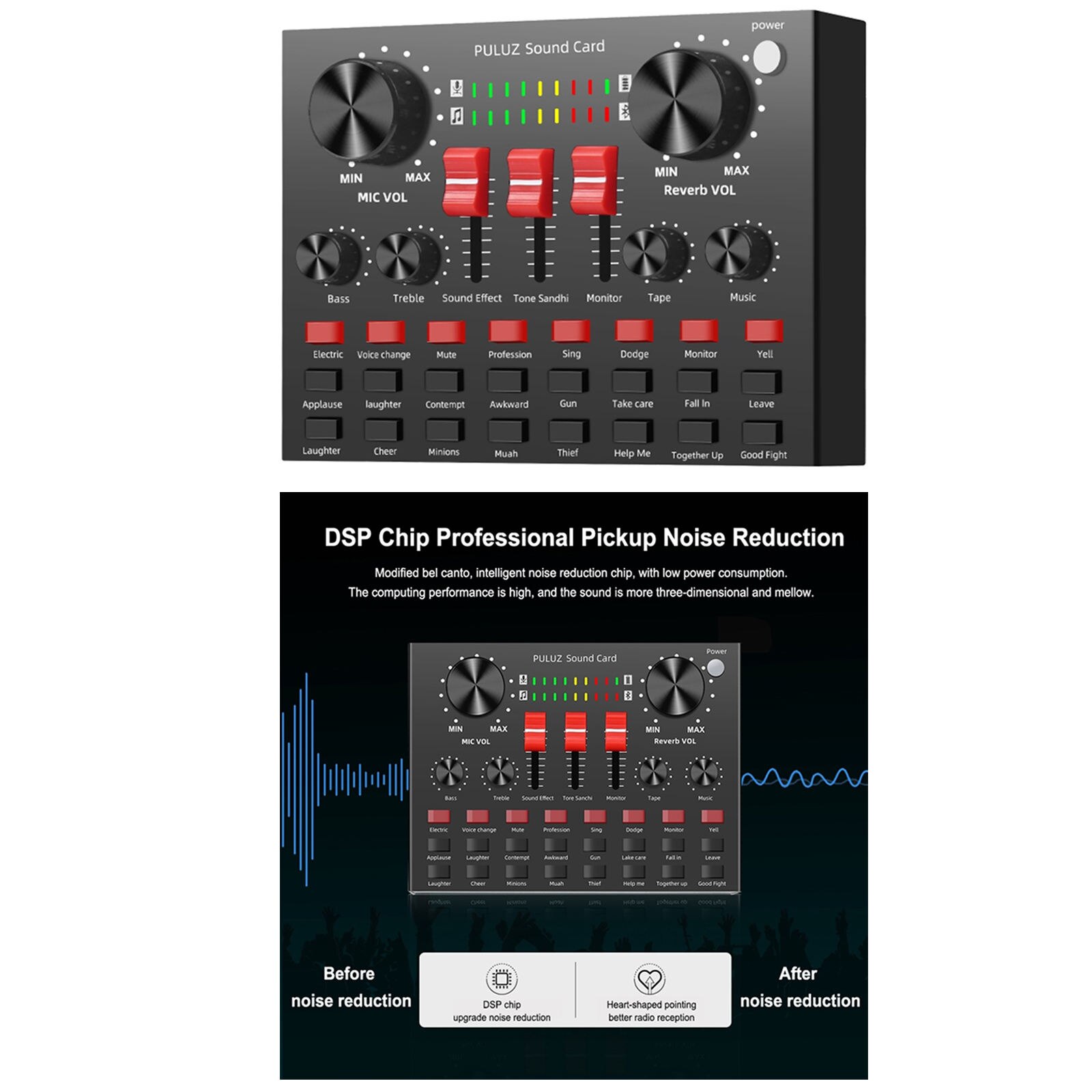 External Sound Card Karaoke Audio Sound Mixer for Phone Computer Laptop PC