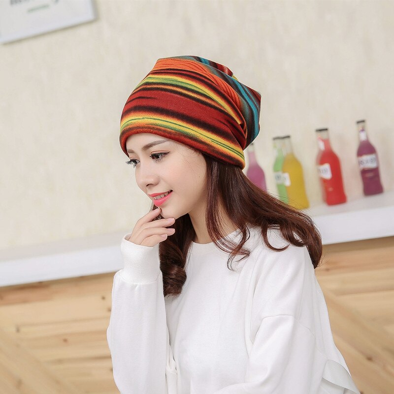 A prueba de viento deportes gorras mujeres corriendo, gorros, sombreros de capucha de invierno gorros de abrigo a rayas de punto sombrero de la bufanda de Yoga gimnasio directo tapas: orange