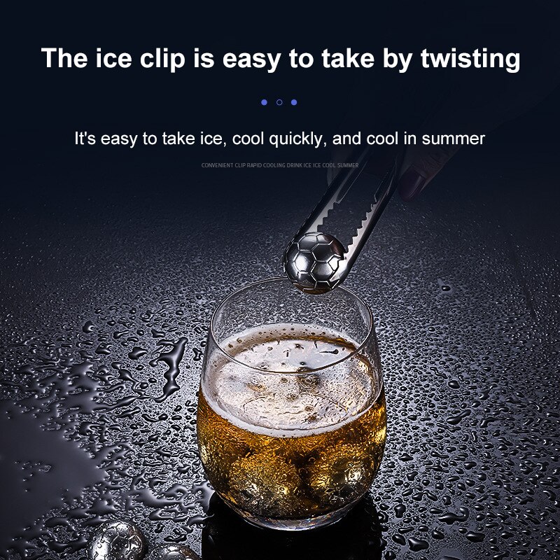 Stainless Steel Ice Cubes Football Shape Cooler Reusable Chilling Stones For Whiskey Wine Cooling Ball Party Bar Accessories