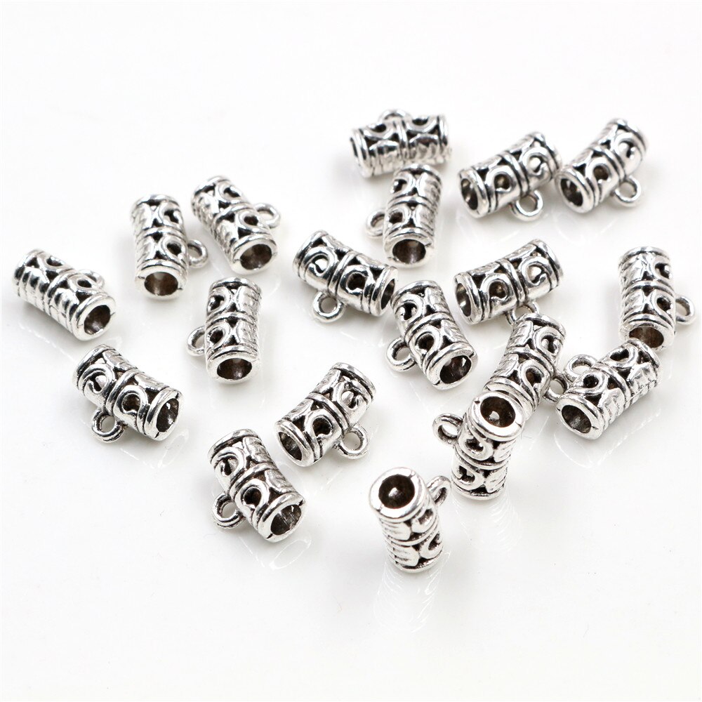 20pcs/lot DIY Handmade Beads Bails Pendants Jewelry Making DIY Necklace Antique Silver Color Bails Pendant Charm Beads Bails