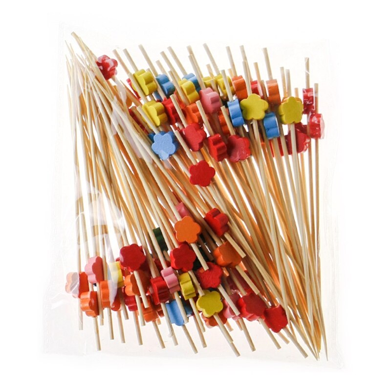 100 Stuks Wegwerp Bamboe Vork Buffet Fruit Desserts Pick Spies Voedsel Cocktail Sandwich Stok QX2E