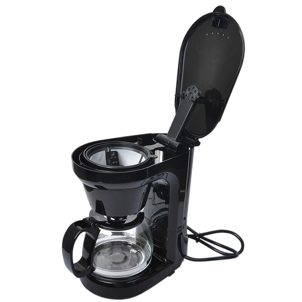 Elektrisch filterkoffiezetapparaat, compact koffiezetapparaat met herbruikbaar filter, kookplaat en koffiepot