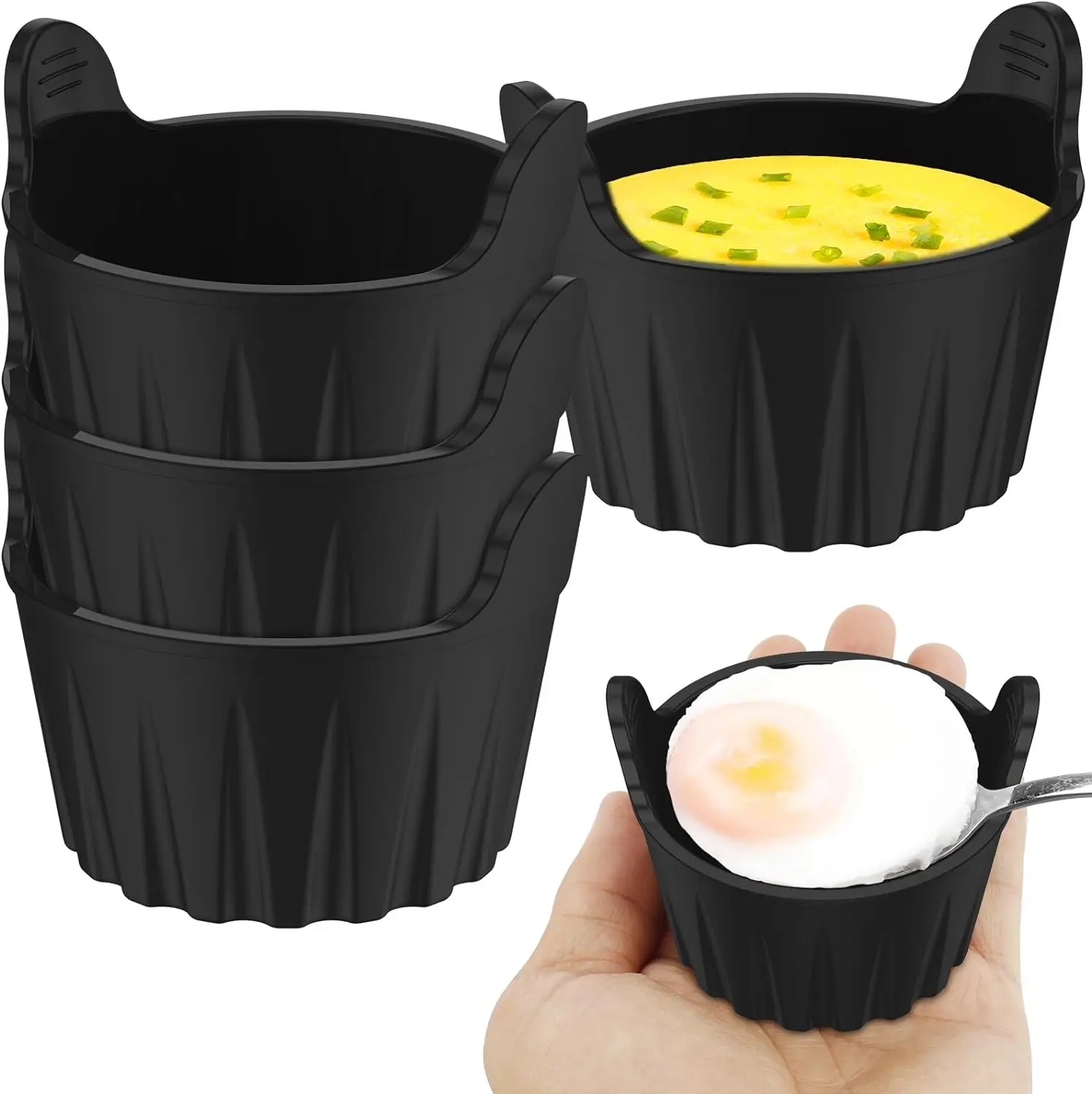 Air Fryer Egg Moulds Silicone Egg Poacher Stovetop Egg Cooking For Microwave Air Fryer Baking Accessories Egg spinner Egg cups