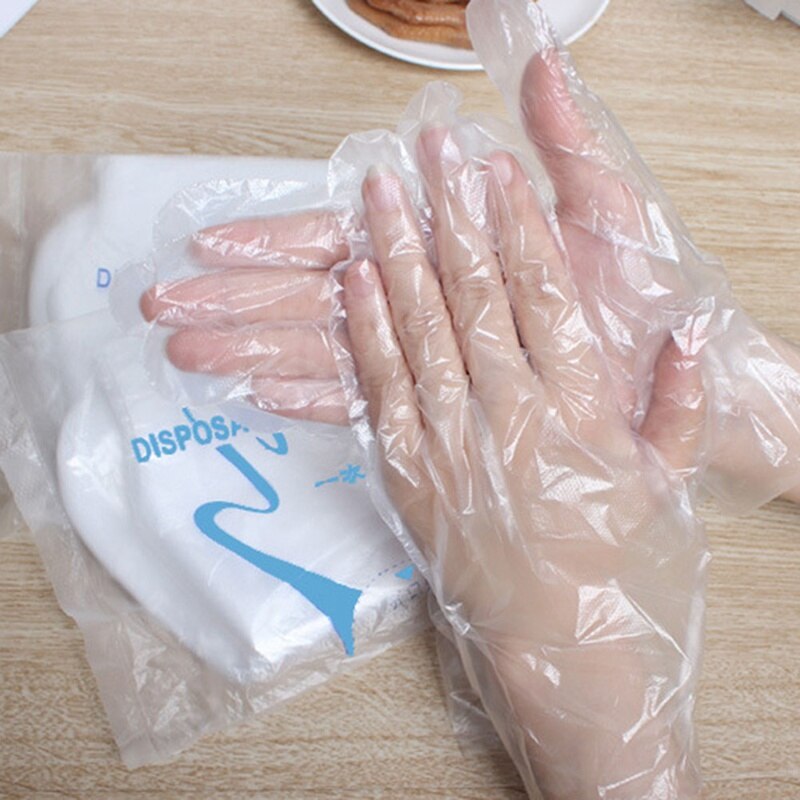100 unids/set de plástico de alimentos guantes desechables para restaurante Cocina Barbacoa respetuoso del medio ambiente de comida guantes vegetal de la fruta de guantes