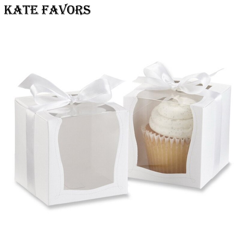 Vindue kage boks blår muffin enkelt cupcake boks fest bryllup favor kasser papir boks og emballage beholdere leverandør