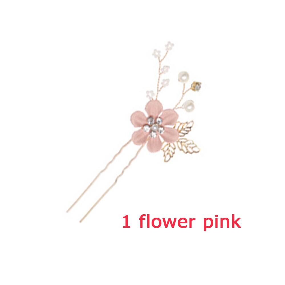 Carddoor biżuteria grzebienie do włosów niebieski czerwony różowy kwiat złote liście szpilki do włosów stroik Prom ślubne akcesoria do włosów: pink 1 flower