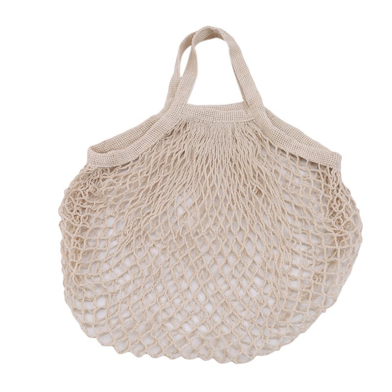 Reusable Hollow Net Bag Vegetables Mesh Storage Bags Portable Organizer Convenience Holder Kitchen Vegetables storages: beige